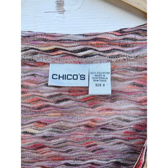 CHICOS Size 0 Sweater Cardigan Tie Front Nude Natural Waves Light Weight Flare - Picture 3 of 4